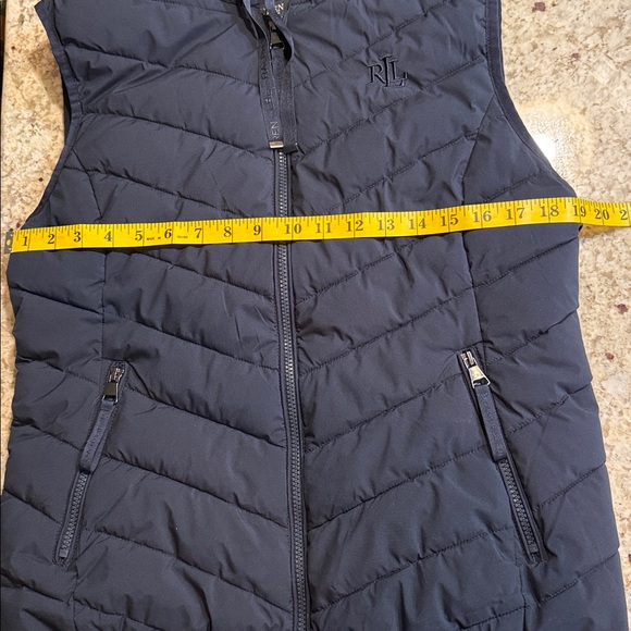 Lauren Ralph lauren Navy Quilted Puffer Vest Hooded Zip Front RLL Logo Size Med. - Picture 15 of 15